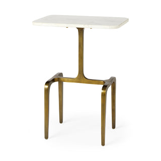 Rectangular Table, White Marble Top with Gold Metal Base