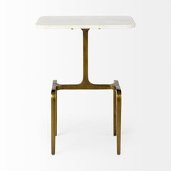 Rectangular Table, White Marble Top with Gold Metal Base