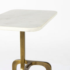 Rectangular Table, White Marble Top with Gold Metal Base
