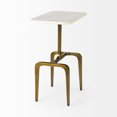 Rectangular Table, White Marble Top with Gold Metal Base