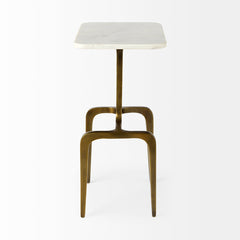 Rectangular Table, White Marble Top with Gold Metal Base