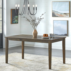 Rectangular Table with Solid Wood Four-Leg Base, Brown