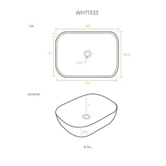 Rectangular Vessel Bathroom Sink, 18 Inch, Vitreous China