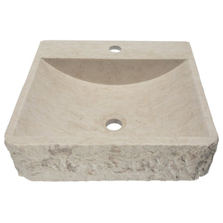 Rectangular Vessel Bathroom Sink, Stone, 16.5 In., Beige