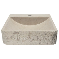 Rectangular Vessel Bathroom Sink, Stone, 16.5 In., Beige