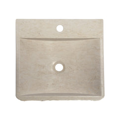 Rectangular Vessel Bathroom Sink, Stone, 16.5 In., Beige