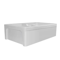 Reversible Apron Front Kitchen Sink, Double Bowl Fireclay in White