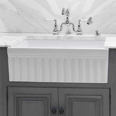 Reversible Fireclay Kitchen Sink, 30 Inch Single Bowl in White