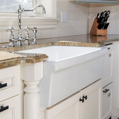 Reversible Fireclay Kitchen Sink, 30 Inch Single Bowl in White