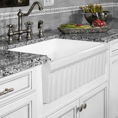 Reversible Fireclay Kitchen Sink, 30 Inch Single Bowl in White