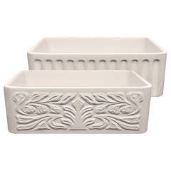 Reversible Fireclay Kitchen Sink, Single Bowl, 30 Inch in Biscuit