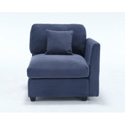 Right Arm Modular Sofa Module, Dark Blue Corduroy, Solid Wood Frame