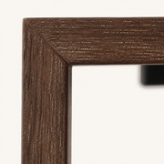 Texture | close view of the weathered walnut wood grain at the frame's corner joint