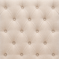 Closer | diamond-tufted button and beige linen-textured weave
