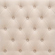 Closer | diamond-tufted button and beige linen-textured weave