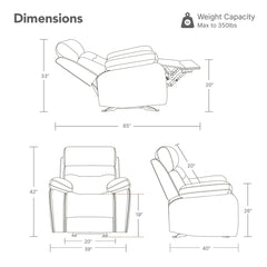 Rocker Glider Recliner with Metal Frame in Gray Polyester