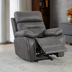 Rocker Glider Recliner with Metal Frame in Gray Polyester