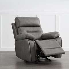 Rocker Glider Recliner with Metal Frame in Gray Polyester