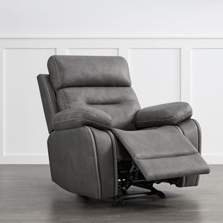 Rocker Glider Recliner with Metal Frame in Gray Polyester