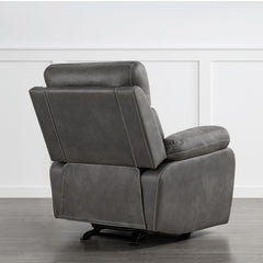Rocker Glider Recliner with Metal Frame in Gray Polyester