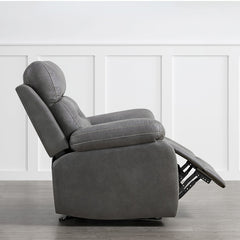 Rocker Glider Recliner with Metal Frame in Gray Polyester