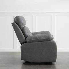 Rocker Glider Recliner with Metal Frame in Gray Polyester
