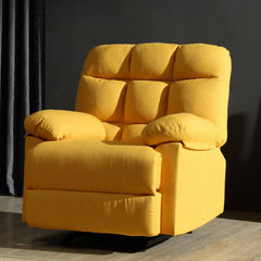 Rocker Recliner Chair, Tufted Twill Upholstery, Yellow with Black Legs