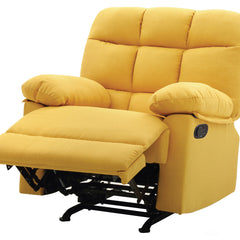 Rocker Recliner Chair, Tufted Twill Upholstery, Yellow with Black Legs