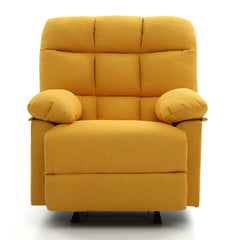 Rocker Recliner Chair, Tufted Twill Upholstery, Yellow with Black Legs