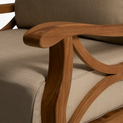 Rocking Chair in Natural Teak with Beige Cushions