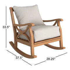 Rocking Chair in Natural Teak with Beige Cushions