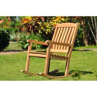 Rocking Chair in Teak with Slat Seat and Back, Natural Finish