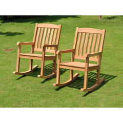 Rocking Chair in Teak with Slat Seat and Back, Natural Finish