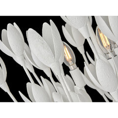 Rod-Hung Ceiling Light with 3 Lights and Metal Floral Shade