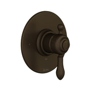 Hero | complete Tuscan Brass pressure-balance shower trim with raised lever on white