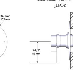 Dimensions | 1/2-Inch 2-Function Thermostatic Pressure-Balance Polished Chrome Trim manufacturer specification drawing with dimensions