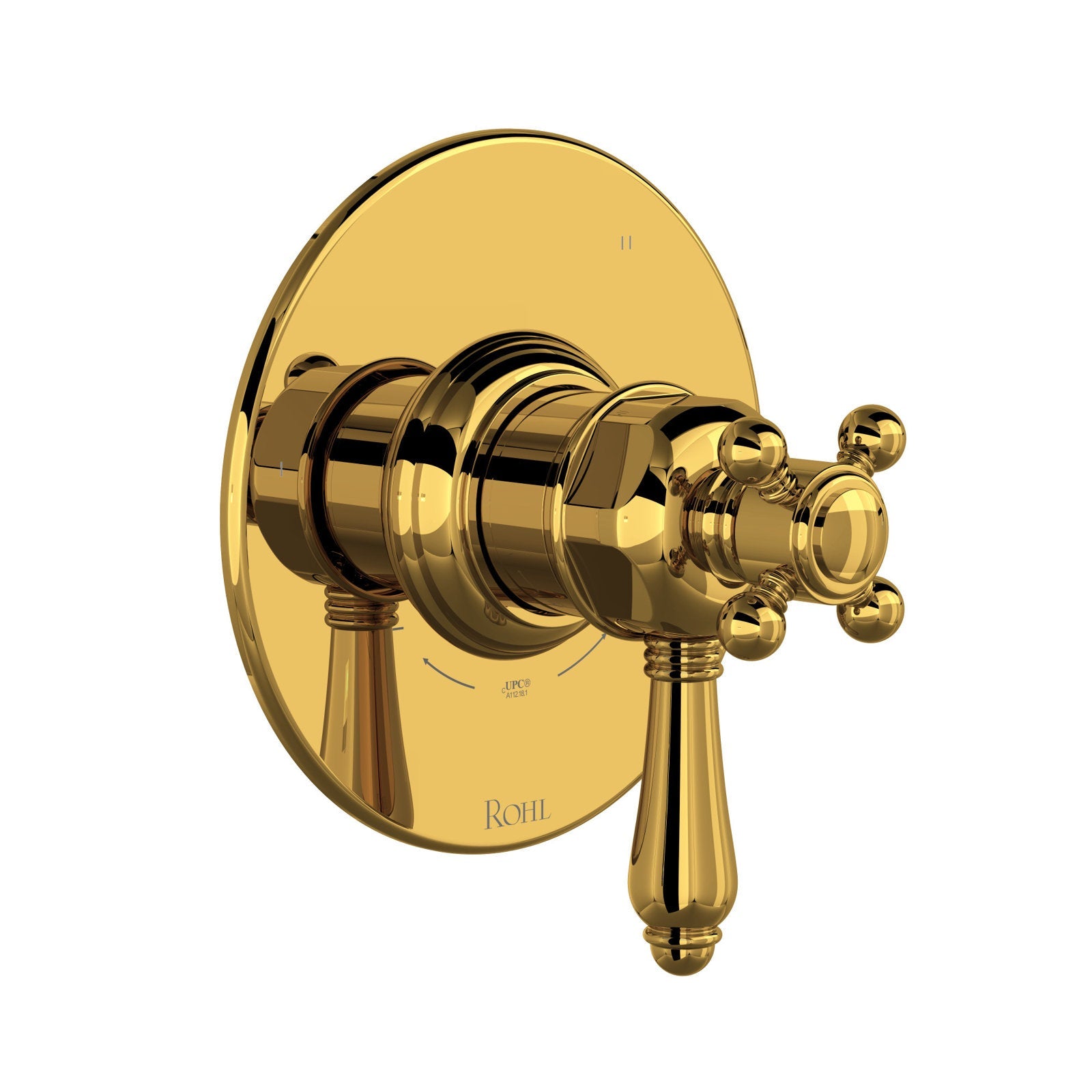 Hero | complete Unlacquered Brass thermostatic and pressure-balance shower trim with round plate and three-function control