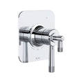 Hero | complete Polished Chrome shower trim with square wall plate, cylindrical control, knurled grip, and two handles