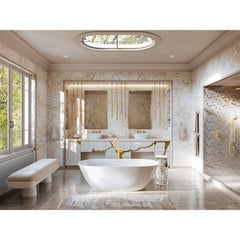 Product view | 1/2-inch Thermostatic Pressure-Balance 3-Function Trim, Antique Gold installed in a finished bathroom