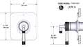 Dimensions | 1/2" Thermostatic & Pressure-Balance 3-Function Trim, Polished Nickel manufacturer specification drawing with dimensions
