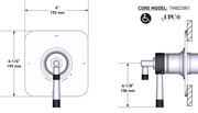 Dimensions | 1/2" Thermostatic & Pressure-Balance 3-Function Trim, Polished Nickel manufacturer specification drawing with dimensions