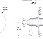 Dimensions | 1/2" Thermostatic Pressure-Balance Trim, 3 Functions, Polished Nickel manufacturer specification drawing with dimensions