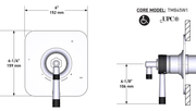 Dimensions | 1/2-Inch Five-Function Matte Black Thermostatic Pressure-Balance Trim manufacturer specification drawing with dimensions