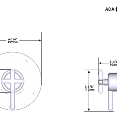 Dimensions | 1/2" Thermostatic Pressure-Balance Trim with 5 Functions, Antique Gold manufacturer specification drawing with dimensions