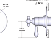 Dimensions | 1/2" Thermostatic Pressure-Balance Trim, 5 Functions, Polished Chrome manufacturer specification drawing with dimensions