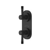 Matte Black Two-Handle Thermostatic Shower Control Trim with Diverter