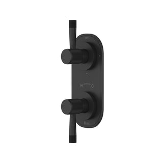 Matte Black Two-Handle Thermostatic Shower Control Trim with Diverter