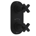 Hero | complete Matte Black thermostatic trim with diverter and two cross handles