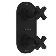 Hero | complete Matte Black thermostatic trim with diverter and two cross handles