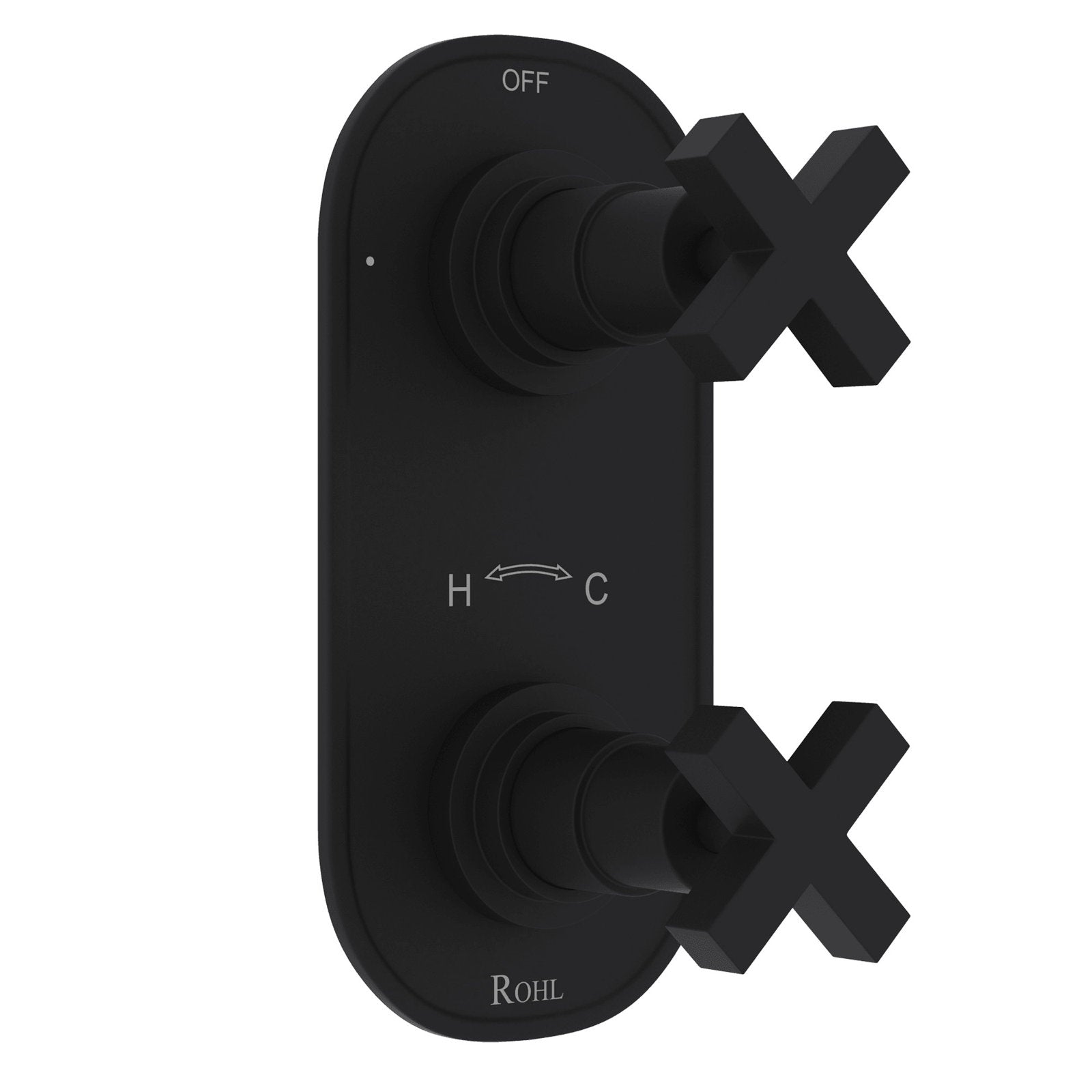 Hero | complete Matte Black thermostatic trim with diverter and two cross handles